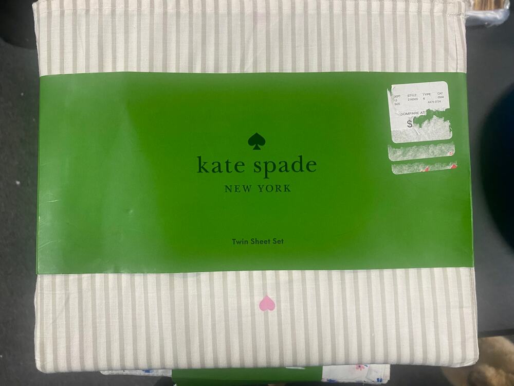 Kate Spade Twin Sheet Set - Striped Heart Pattern - New